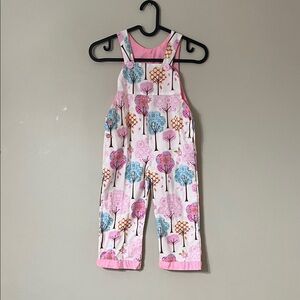 Charming Pink Tree Print Kids Romper